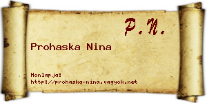Prohaska Nina névjegykártya